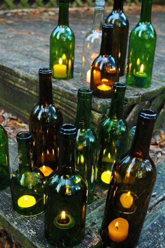 diy wine bottle outdoor decorating ideas - diycraftsguru